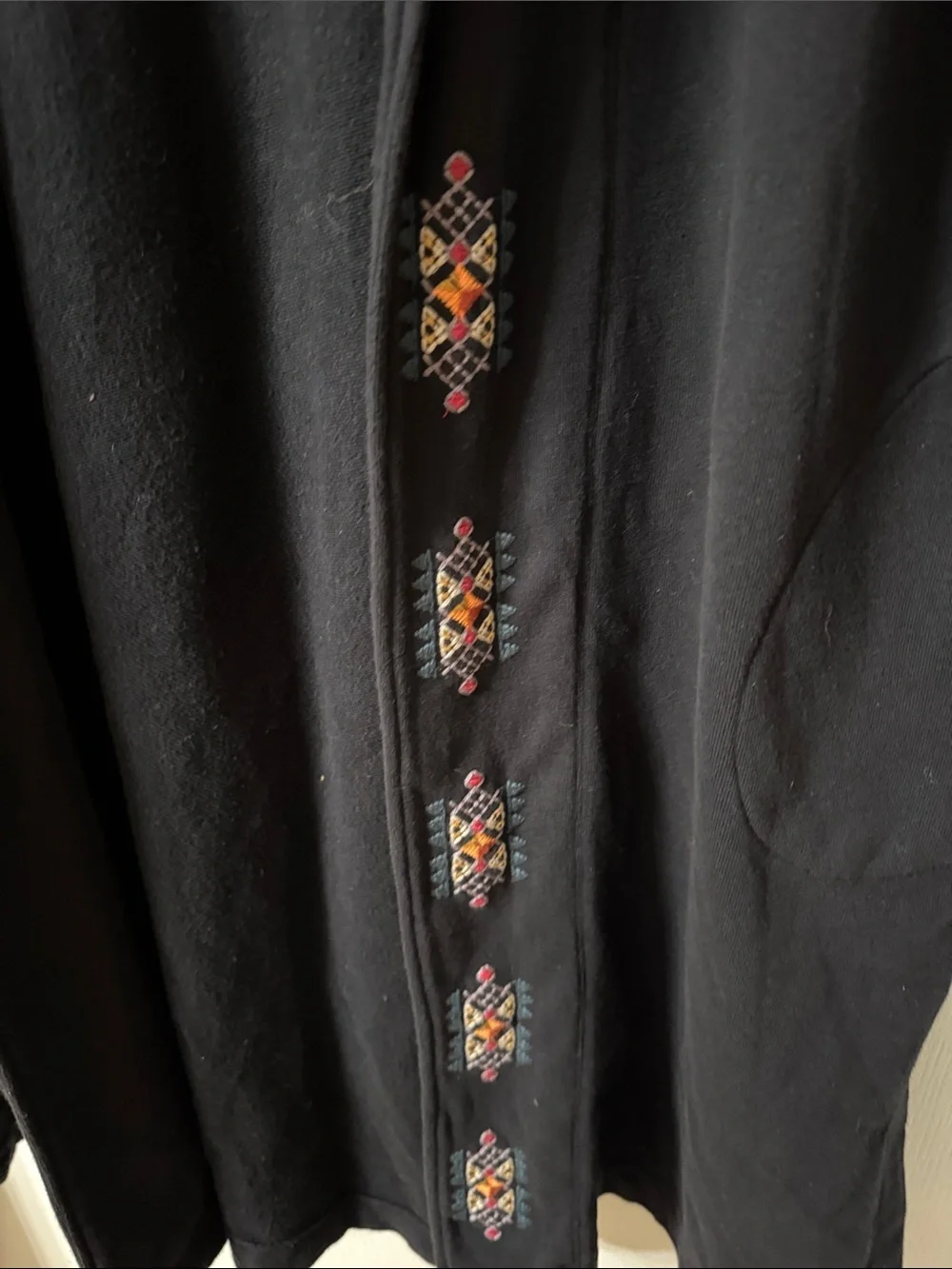 Johnny Was Black Embroidered Kimono| Duster with Rose Accents